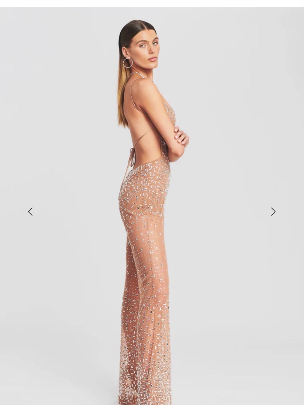 Retrofête axel Rose Gold Embellished Sheer Jumpsuit - Picture 3 of 3